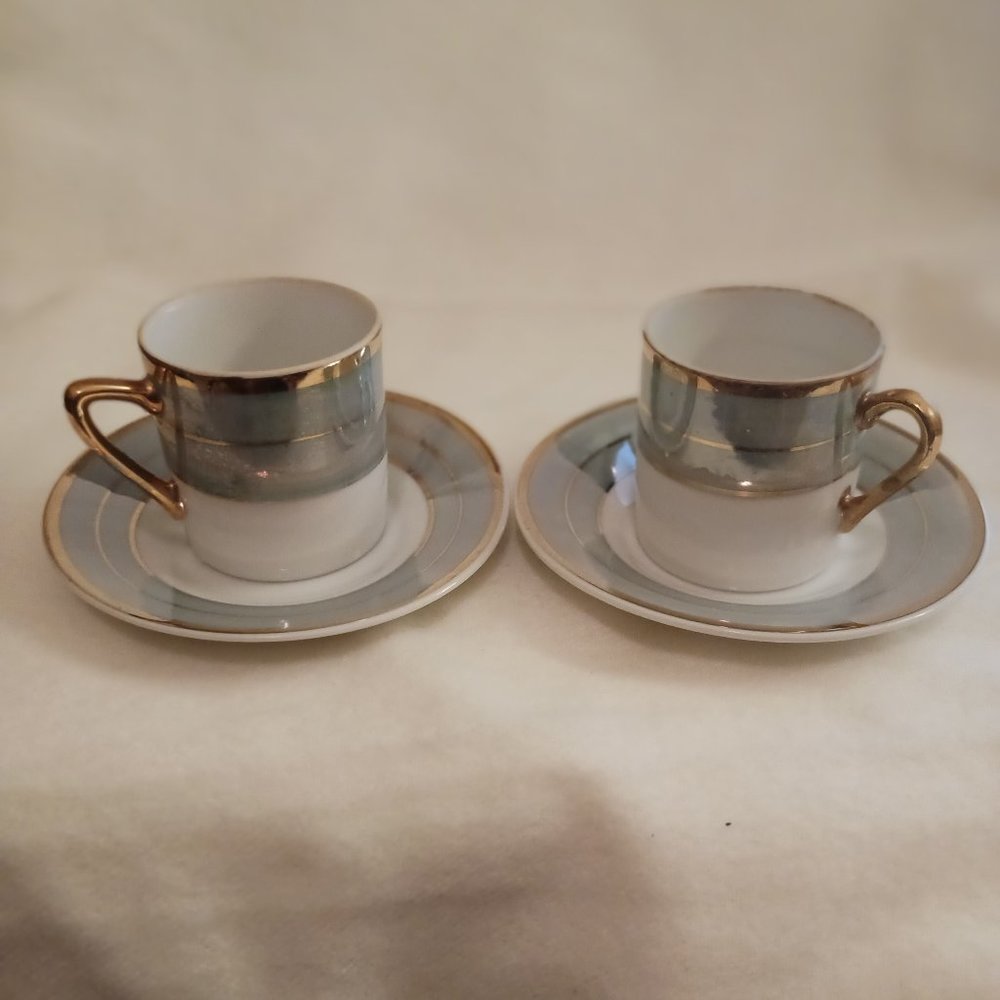 Two Antique Royal Crown Demitasse Cup and Saucer Sets #2823 1950-1970